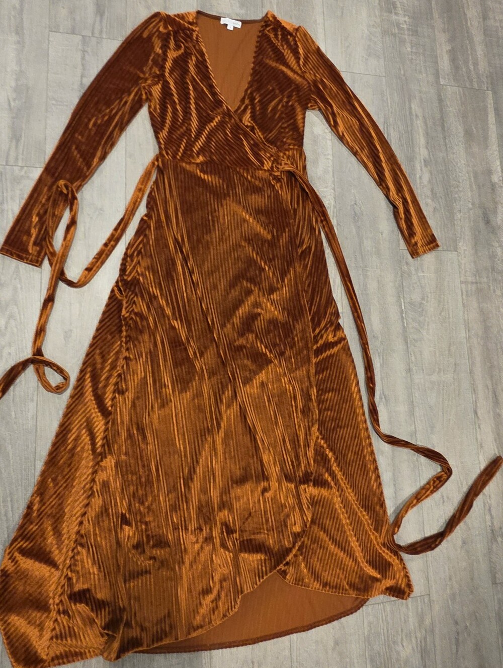 Baltic Born Velvet Wrap Midi Dress Formal Wedding Guest Jewel Rust,  Small